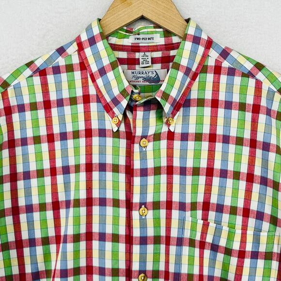 MURRAYS TOGGERY SHOP Shirt Mens L Plaid Nantucket Red Collection Cotton - Picture 5 of 13